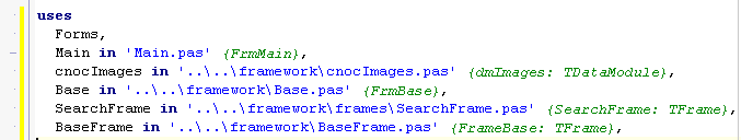 Example of storing project files in main project source