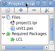 The Lazarus project inspector with a project wich requires the LCL